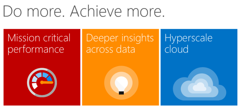 SQL Server 2016 Mission critical performance, Deeper insights, Hyperscale cloud